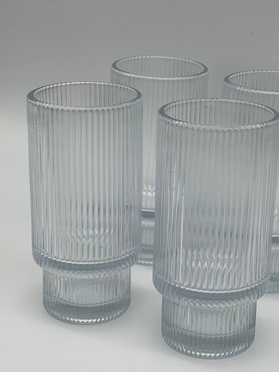 330ml Fancy Aesthetic Highball crystal ribbed  glasses