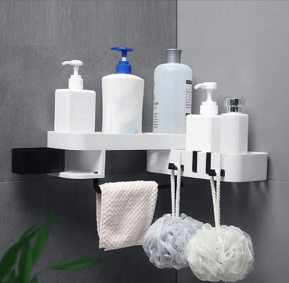 Rotating bathroom corner organizer