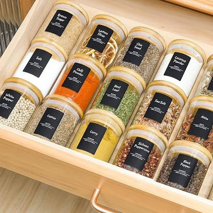 12pcs Round Glass spice jar set