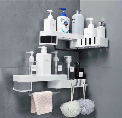 Rotating bathroom corner organizer