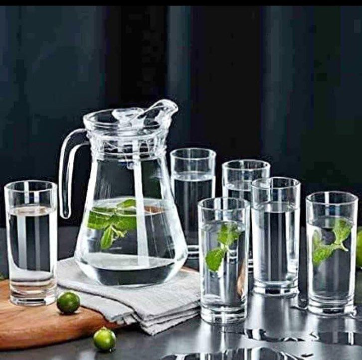 Glass Jug plus drinking glasses water set