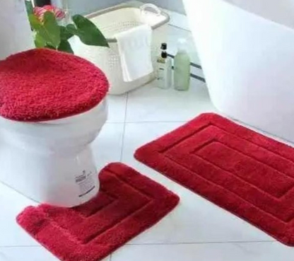 3 pieces flocking toilet set