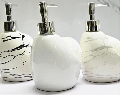 fancy single ceramic lotion/soap dispenser with wash pad