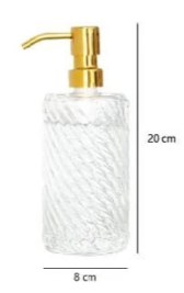 Golden Stainless Steel 400ml Shampoo Soap Dispenser Vertical Pattern Glass Lotion Bottle