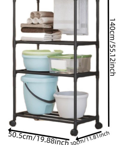 Detachable duo purpose 140cm high 4 layer trolley rack