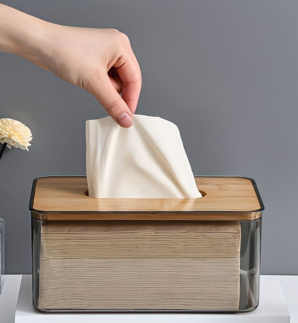 Nordic minimalist tissue box/Serviette holder with bamboo lid