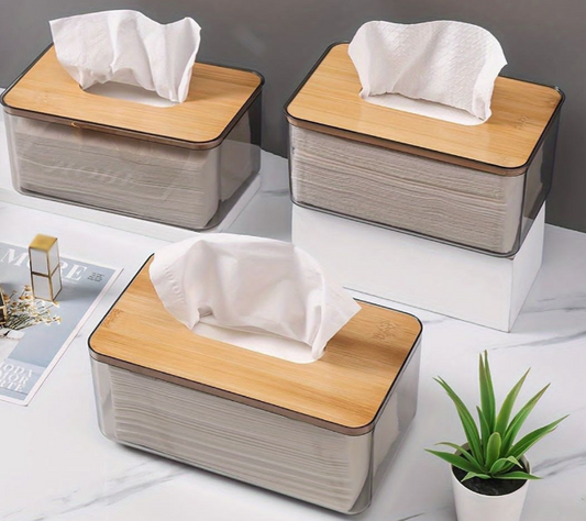 Nordic minimalist tissue box/Serviette holder with bamboo lid