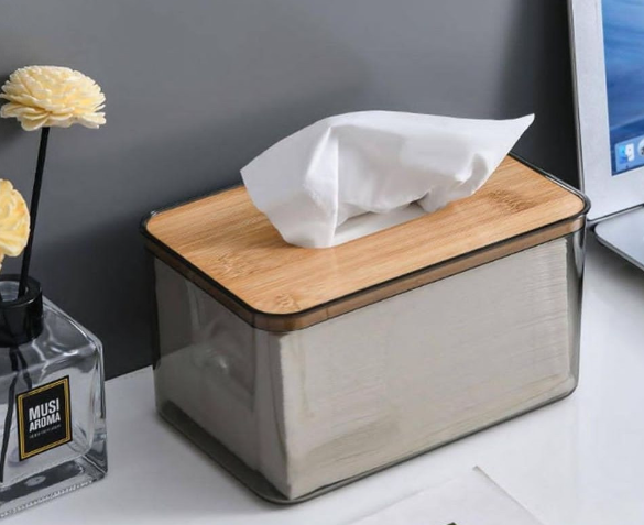 Nordic minimalist tissue box/Serviette holder with bamboo lid