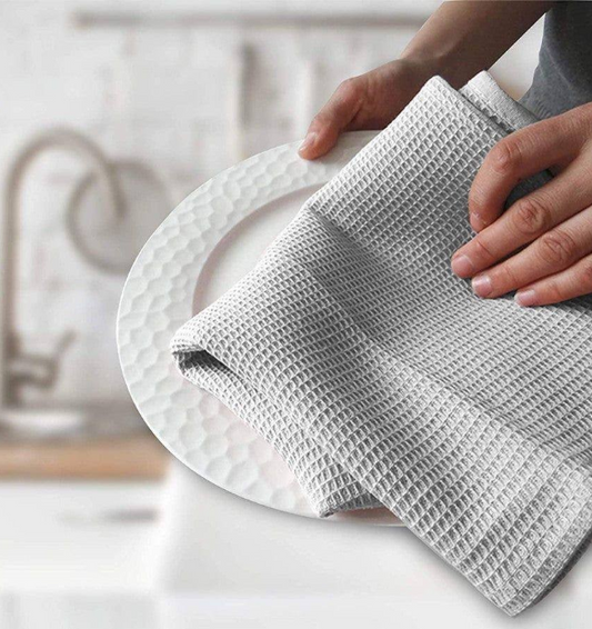 High Quality 100% Cotton Waffle Super Absorbent Kitchen Towels | Set of 2