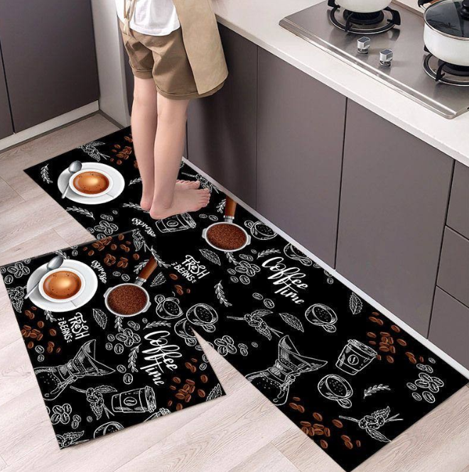 A set of 2 pcs rubber bottom kitchen mats