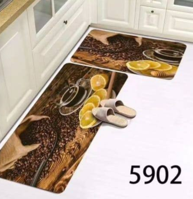 A set of 2 pcs rubber bottom kitchen mats