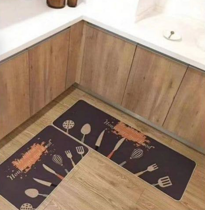 A set of 2 pcs rubber bottom kitchen mats