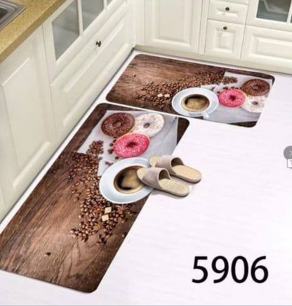 A set of 2 pcs rubber bottom kitchen mats