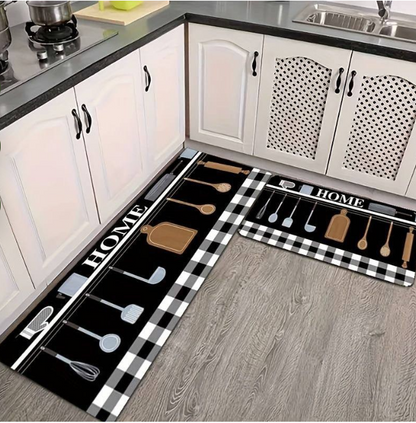 A set of 2 pcs rubber bottom kitchen mats