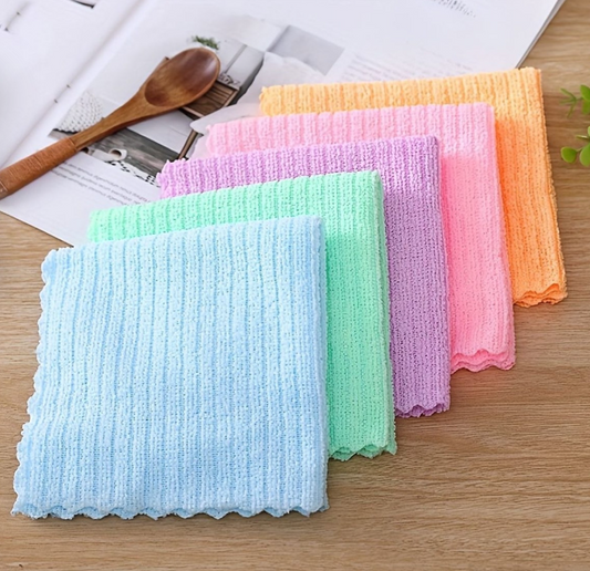 5 pcs Household Cleaning Dishwashing Cloth, Kitchen Absorbent Cloth