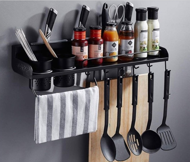 Aluminum Kitchen floating shelf organizer