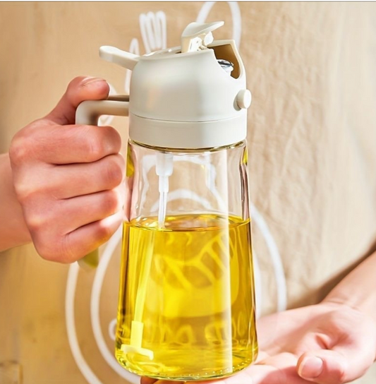 Dual Purpose Kitchen Oil Dispenser with a Jet Oil Sprayer