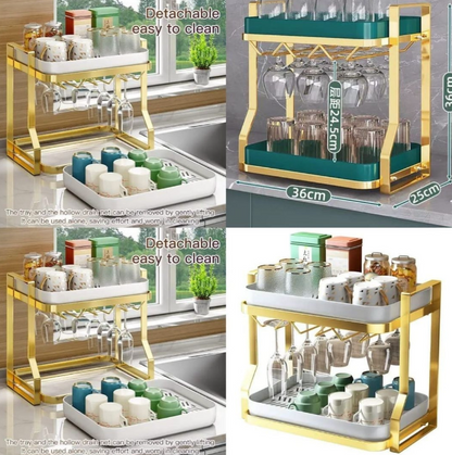 2 TIER DRYING RACK WITH DRIP TRAY