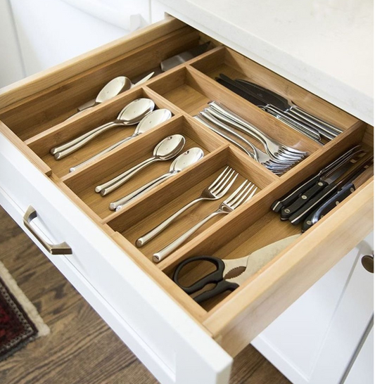 Multifunctional Bamboo drawer organizer