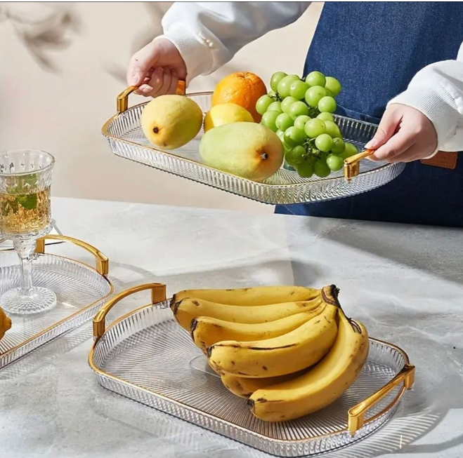 Acrylic trays with golden rim & handles