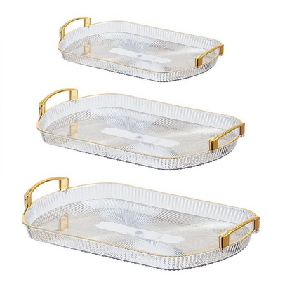 Acrylic trays with golden rim & handles