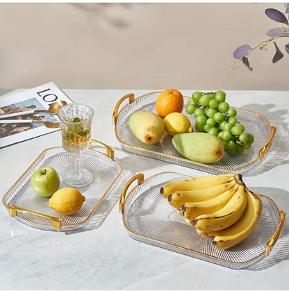 Acrylic trays with golden rim & handles