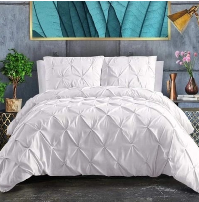 Pinch Pleat Cross Pintuck Duvet Cover set