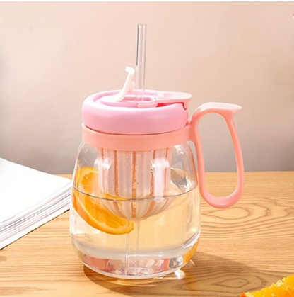 Plastic Water bottle, Teacup With Infuser and straw