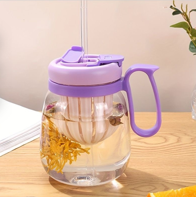 Plastic Water bottle, Teacup With Infuser and straw