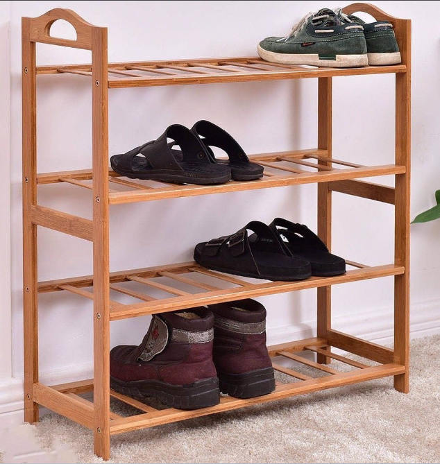 4 Layer Natural Bamboo shoe rack