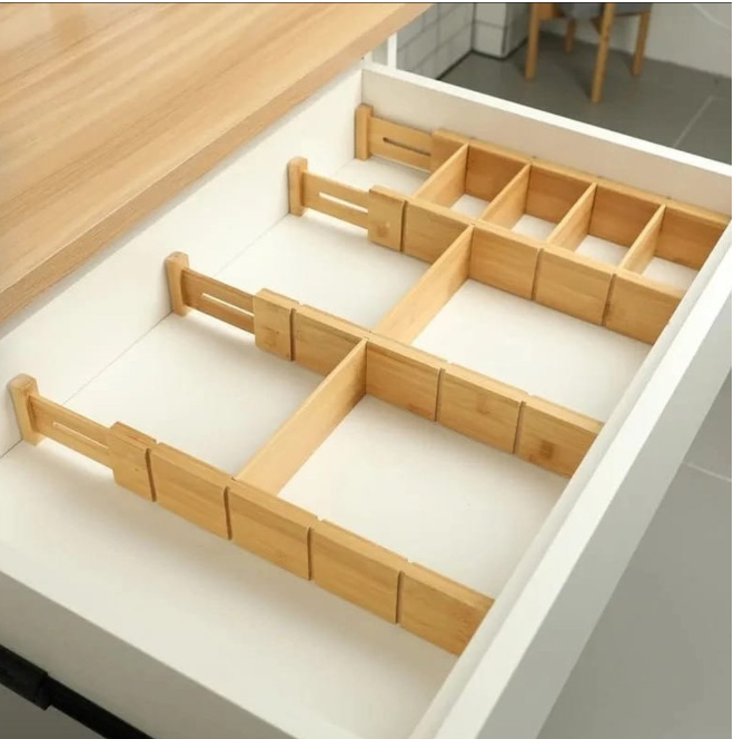 4 set Bamboo Drawer Divider with inserts