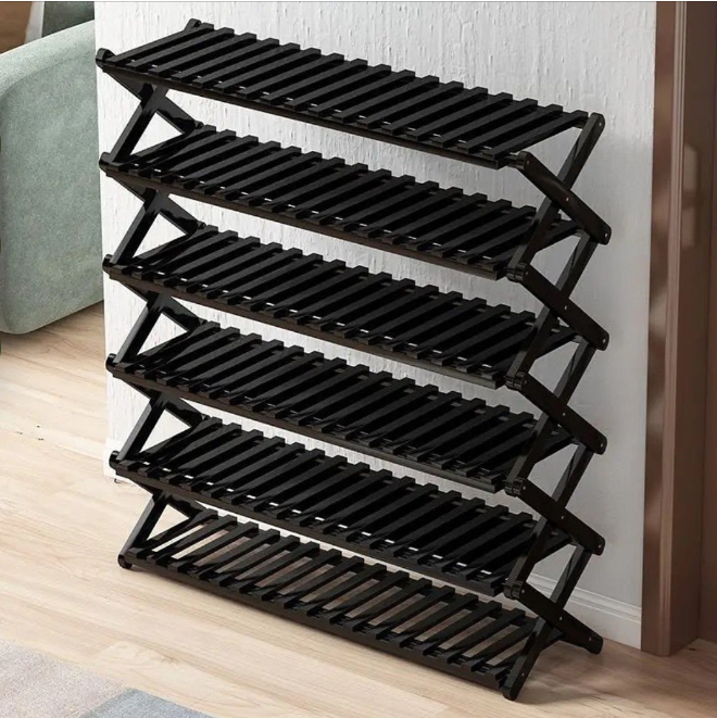 Black Bamboo Shoe Rack stand