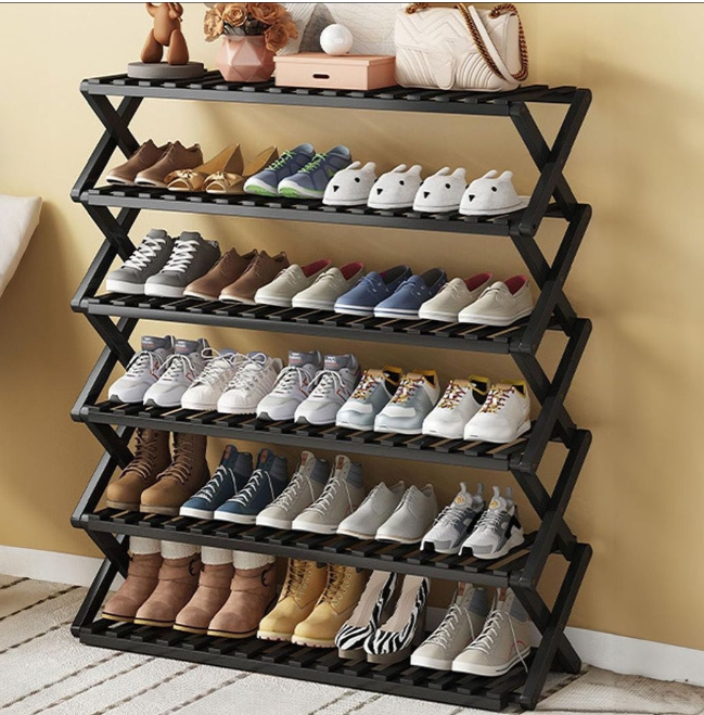 Black Bamboo Shoe Rack stand