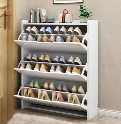 Bucket flip shoe rack