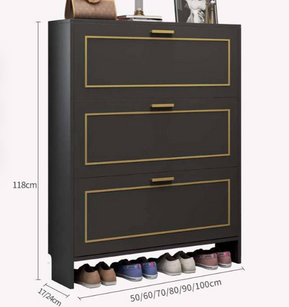 Modern 3Tier Black Bucket Flip Shoe Cabinet