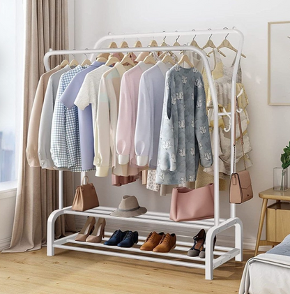 Modern garment rack with double shoe rack organizer