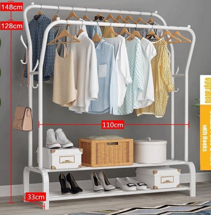 Modern garment rack with double shoe rack organizer