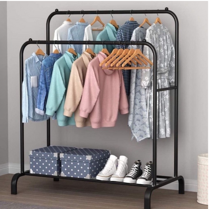 Modern garment rack with single shoe rack organizer