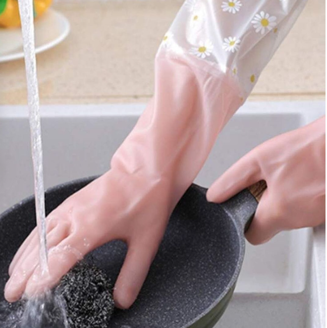 1 Pair Of Thermal Dishwashing Gloves