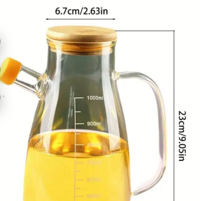 1000ml Glass Oil Bottle with Bamboo Lid