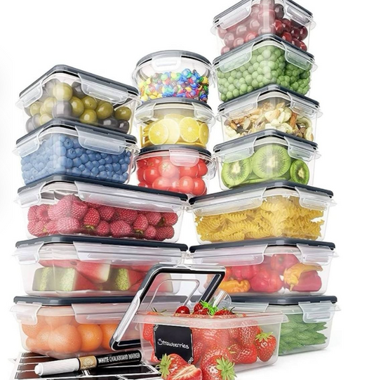 16pcs Bpa free airtight plastic containers