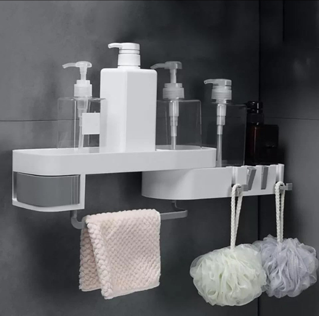 Rotating bathroom corner organizer