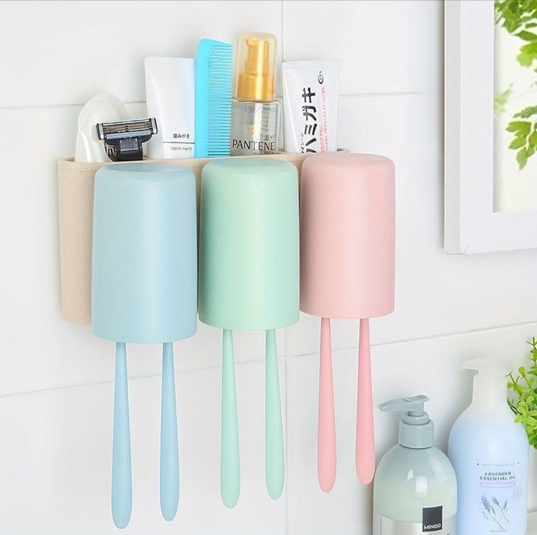 Wall mounted Toothbrush Holder with 3 Cups