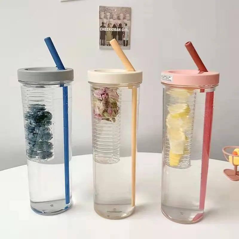 Cute Water Bottle With Foldable Straw and a Built-in Filter