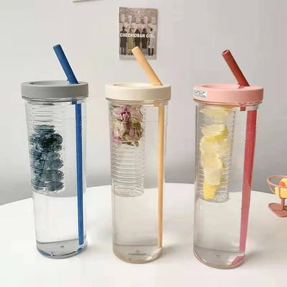 Cute Water Bottle With Foldable Straw and a Built-in Filter