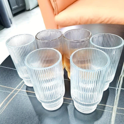 330ml Fancy Aesthetic Highball crystal ribbed  glasses