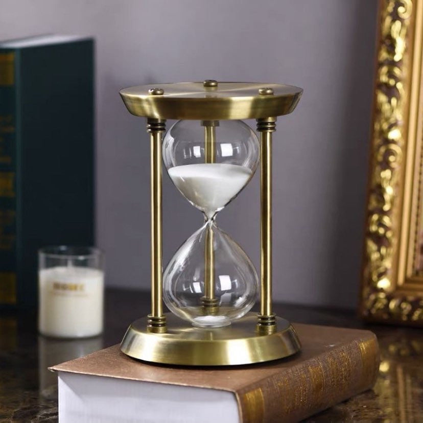 GOLD hour glass 60 minutes glass sand clock timer