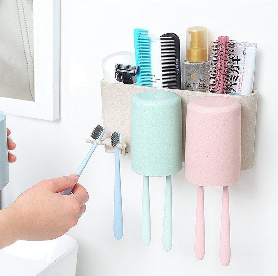 Wall mounted Toothbrush Holder with 3 Cups