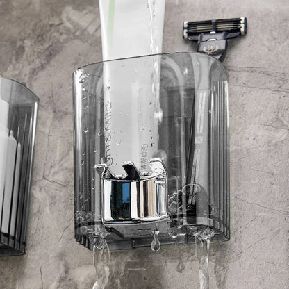 Wall mounted Toothbrush holder with toothpaste dispenser and organising space