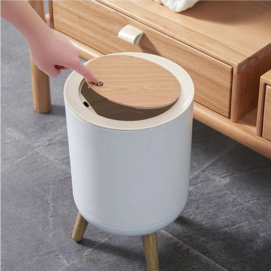 Nordic Style Garbage Container With Wood Grain Cover